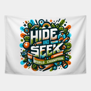 "Hide and Seek Champion" - Playful Camouflage Design Tapestry