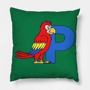 Letter P with Parrot Pillow