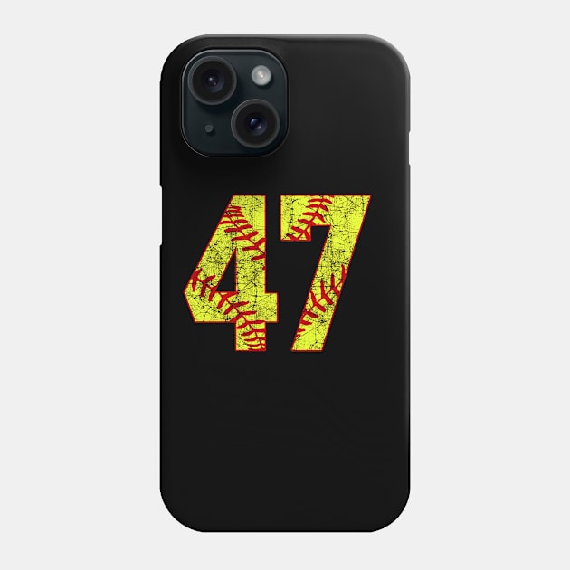 Fastpitch Softball Number 47 #47 Softball Shirt Jersey Uniform Favorite Player Biggest Fan Phone Case by TeeCreations