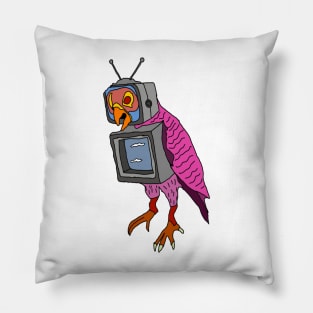 drawing weird parrot television nightmare Pillow