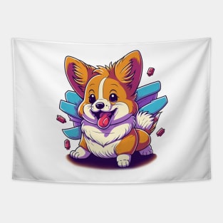 Cute corgi beaming happy Tapestry