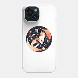 Cute Cat Moon Funny Cat - Floating in Space Phone Case