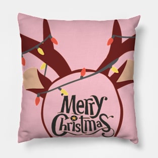 Merry Christmas Reindeer Horn Pillow