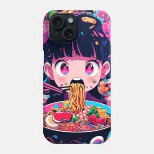 Cute Anime Girl |  Ramen Noodles | Hentaii Chibi Kawaii Design Phone Case