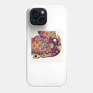 the lord pakal the mayan astronaut in ecopop wallpaper of space and folk Phone Case