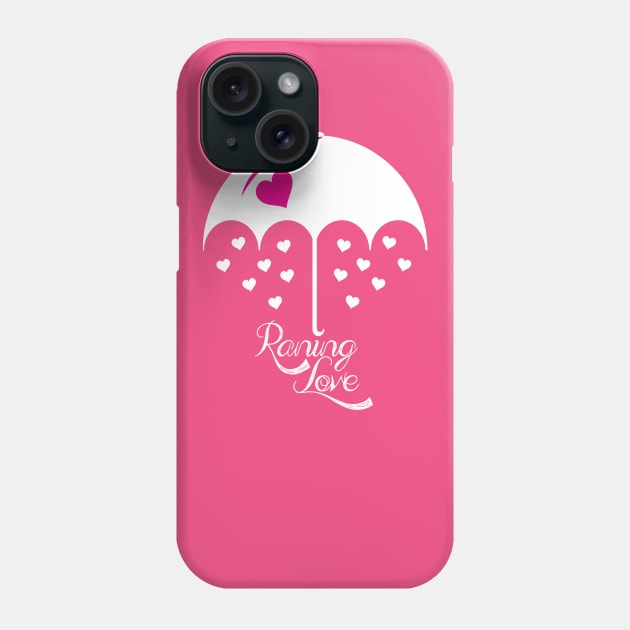 Raining love pink white umbrella Phone Case by OriginalGraphicMarket