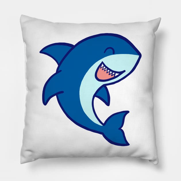 Blue Ocean Shark Pillow by RuthMCreative