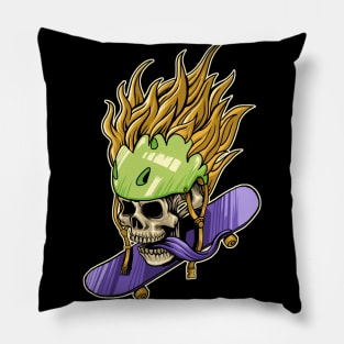 fire skull skate Pillow