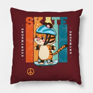 Skate everywhere cute cat Pillow