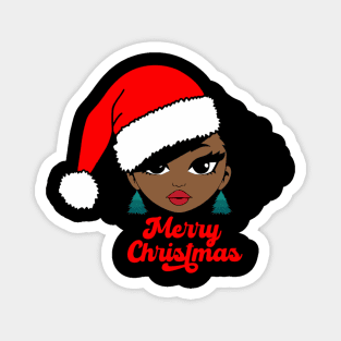 Merry Christmas Santa Hat, Black Girl Christmas Magic Magnet