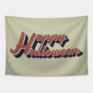 retro vintage look happy halloween typography Tapestry