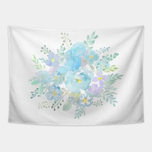 abstract blue flowers arrangement Tapestry