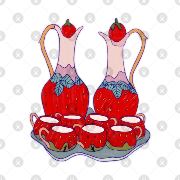 Vintage Strawberry Tea Set by Chubbit