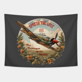 vintage aircraft ''spread the love'' Tapestry