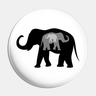 Black And Grey Elephants Art Pin