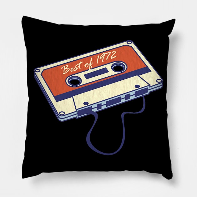 Vintage Best of 1972 Classic Cassette Tape 48th Birthday Pillow by calvinglory04