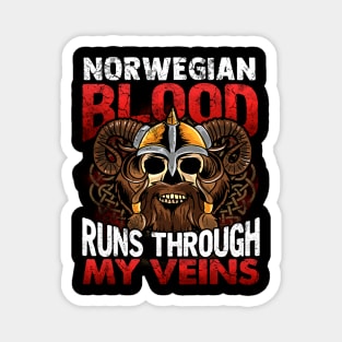 Norwegian Blood Runs Through My Veins Viking Magnet