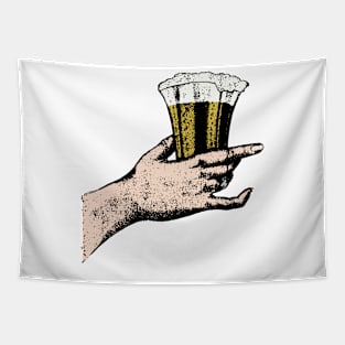 Hand Holds a Glass of Beer Tapestry