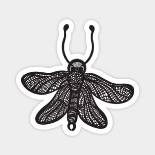 Owlfly Ink Art - detailed insect design - on white Magnet