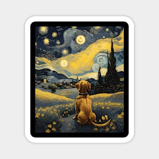 Starry Night Dachshund  Dog , Van Gogh Dachshund Art Magnet