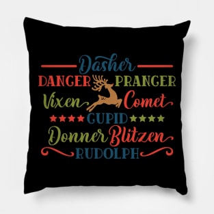 Dasher Dancer Prancer Vixen Comet Cupid Rudolph Reindeer Names Matching Family Christmas Gift Pillow