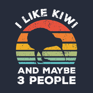 I Like Kiwi and Maybe 3 People, Retro Vintage Sunset with Style Old Grainy Grunge Texture T-Shirt