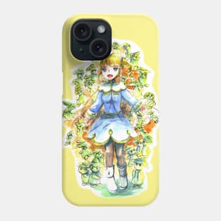 A little girl and Army of Mushroom Fairies Phone Case