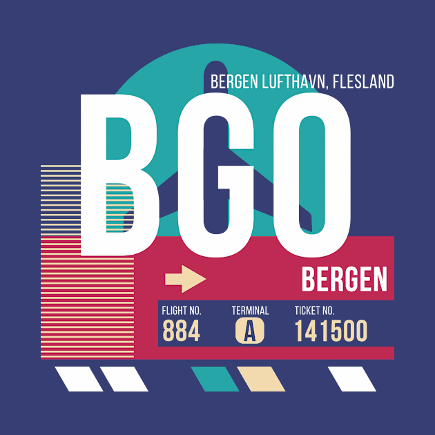 Bergen, Norway (BGO) Airport Code Baggage Tag E by SLAG_Creative