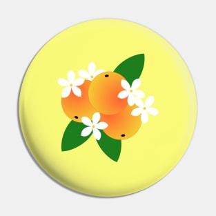 Oranges and Orange Blossom With Foliage Pin