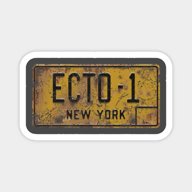 Ecto-1 Rusty and Weathered Licence Plate (Ghostbusters) Magnet by GraphicGibbon