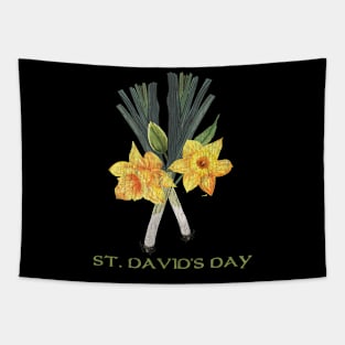 St David's Day Daffodils And Leeks Welsh Vibrant Look Tapestry