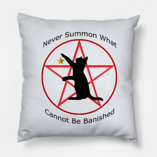 Black Cat in Red Pentagram Gold Star Pillow