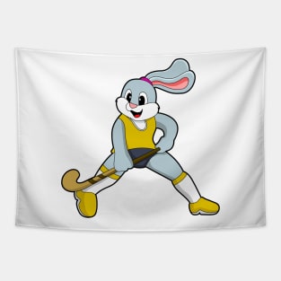 Rabbit at Hockey with Hockey bat Tapestry