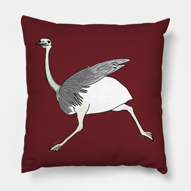 Rhea americana nandou running Pillow by FabuleusePlanete