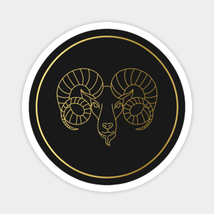 Aries Zodiac Art Gold Magnet