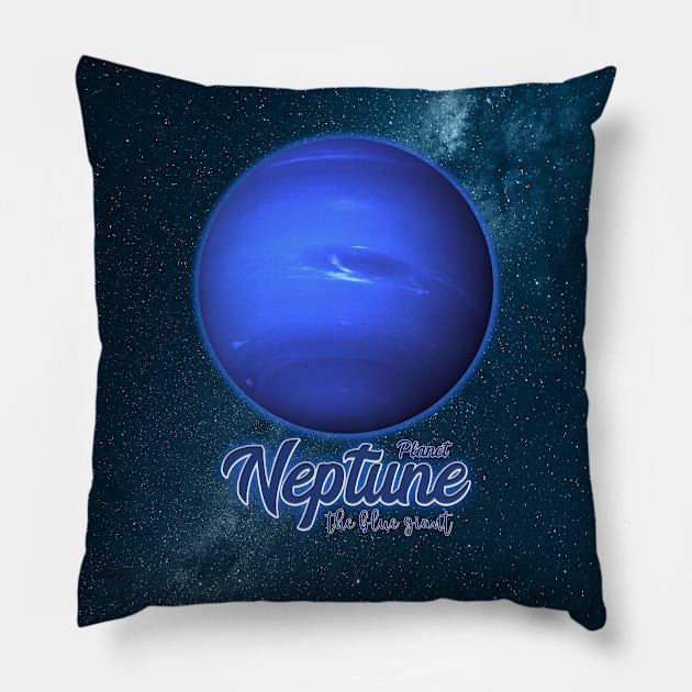 Planet Neptune: The Blue Giant V02 Pillow by Da Vinci Feather