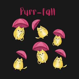 Purr-fall cute cats and kitten raining with umbrellas T-Shirt