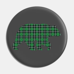 Green Plaid Bear Pin