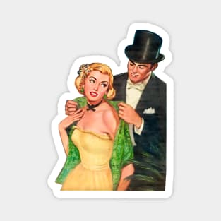 elegant man in love with beautiful lady retro vintage comic Magnet