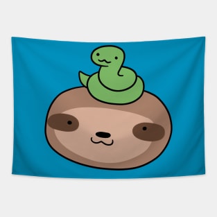 Snake and Sloth Face Tapestry