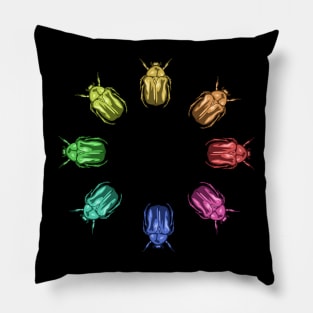 Colorful Scarab beetle chromatic circle illustration Pillow
