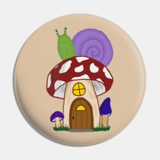 Mushroom house with snail Pin