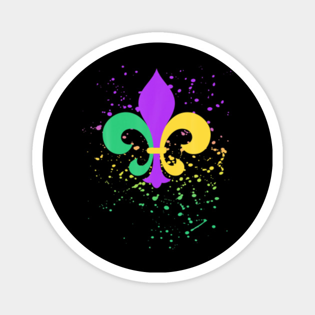 Mardi Gras Fleur De Lis Paint Splatter Nola Mardi Gras Magnet