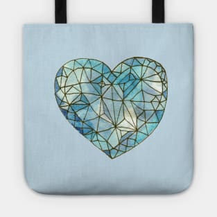 Heart of Glass Crystal Gemstone Jewel Blue Tote