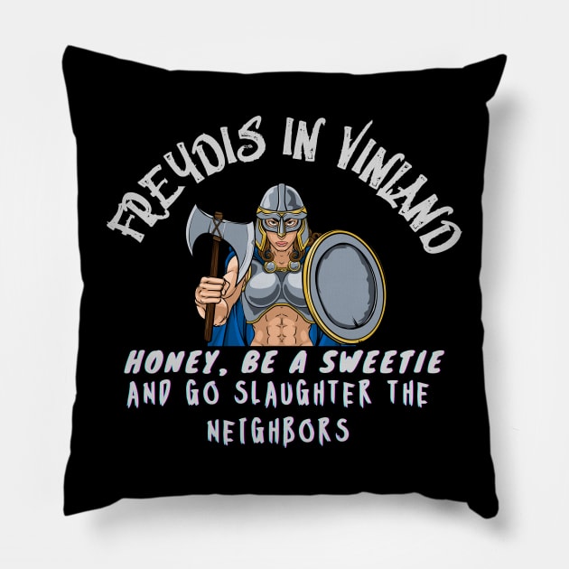 Vikings T-Shirt Vinland Freydis Greenland Newfoundland by way of Norway Iceland Danmark Medieval Saga of Erik and Leif Erikson Pillow by SailorsDelight