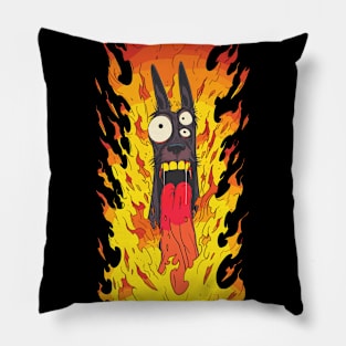 Yes its Hot! Demon Doberman in Hell Comic Horror Art Funny Pillow
