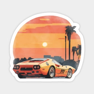 Vintage Summer Ferrari GTO Beach Sunset sports car Magnet