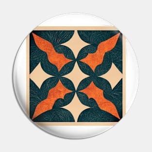 Blue, Red, and Beige Star and Square Tile Pattern Design Pin