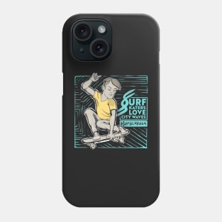 Surf skaters love city waves Phone Case