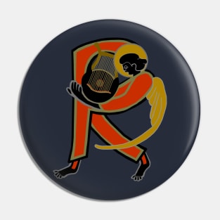 Dark Angel Letter R Ochre Pin